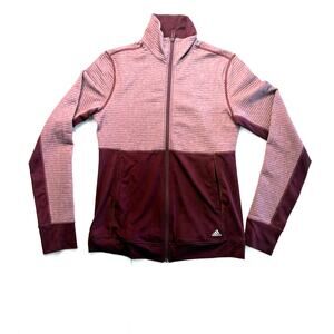 Adidas Women's Badge of Sport Maroon Lightweight Jacket Thumbholes Size S